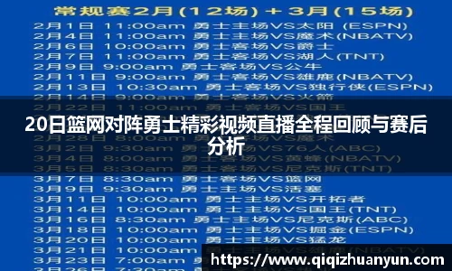 20日篮网对阵勇士精彩视频直播全程回顾与赛后分析